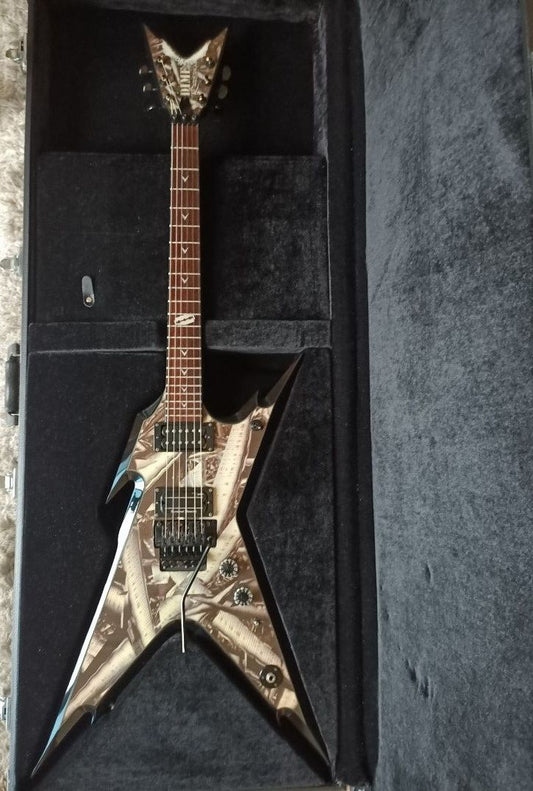 *SOLD* *Rare* Dean Signature Dimebag Darrell Razorback Bone Shards Floyd Rose Seymour Duncan Pickup Electric Guitar with Hard Case