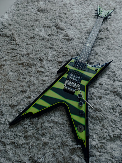 Dean Dime Razorback Bumblebee Slime Green Signature Guitar with Hard Case (FREE SHIPPING)