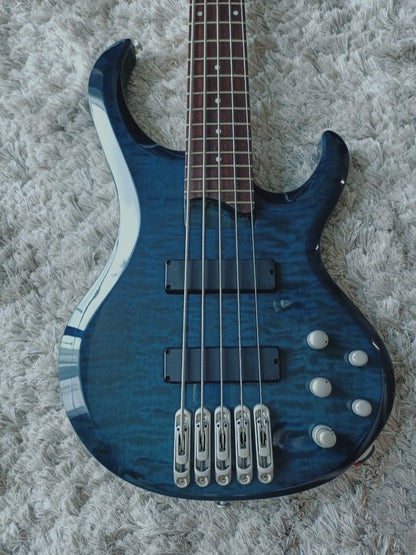 *SOLD* Ibanez BTB 5-string Active Bass Guitar Blue Made in Korea with Padded Gig Bag