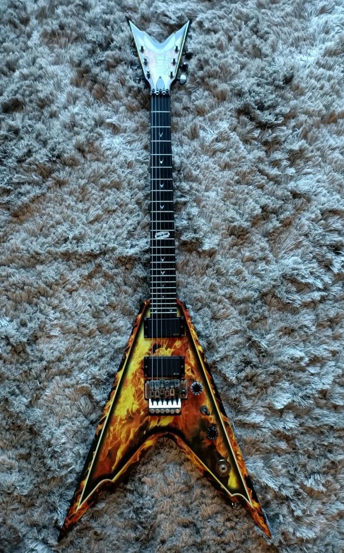 Dean Razorback Pink *SOLD* *Rare* Dean Dimebag Darrell Razorback V 255 Explosion Signature ...
