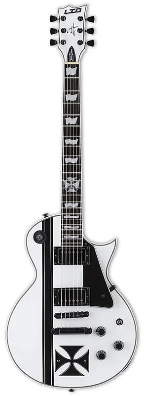 ESP LTD Iron Cross James Hetfiled Signature Electric Guitar - SNOW WHITE W/ BLACK STRIPES (FREE SHIPPING)